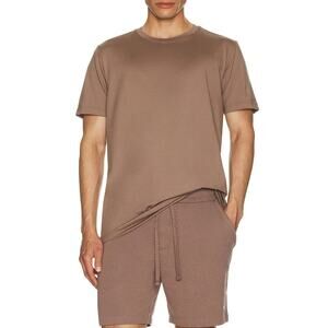ALO YOGA Men's Conquer Reform Crewneck Short Sleeve Size S In Mushroom